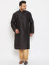 Vastramay Men's Plus Size Black Silk Blend Kurta